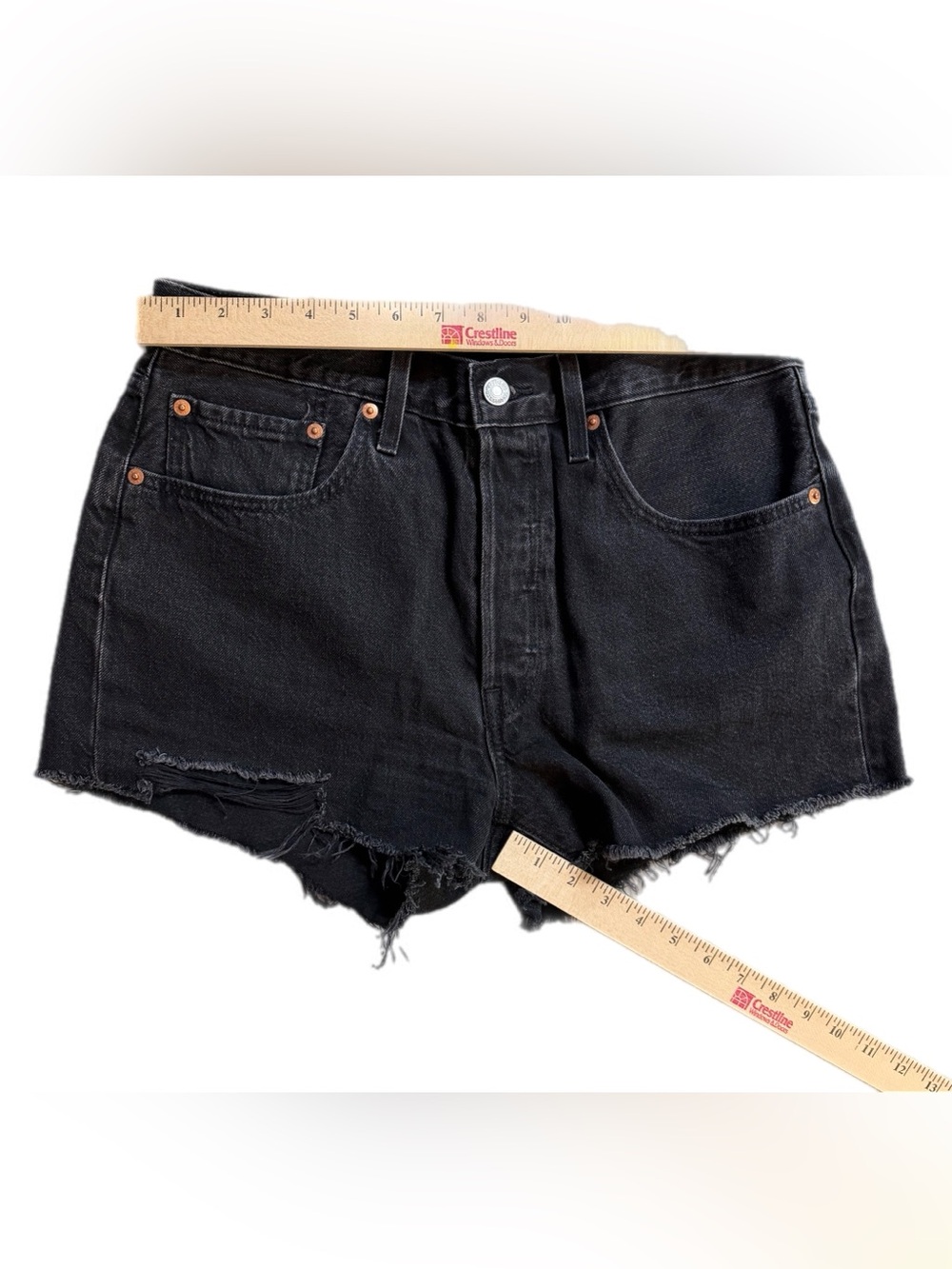 Levi’s 501 black cut off shorts high rise size 30 - Picture 3 of 16
